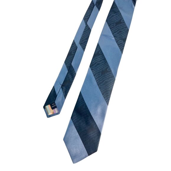 Ted Baker Blue Striped Silk Tie - Picture 1 of 3